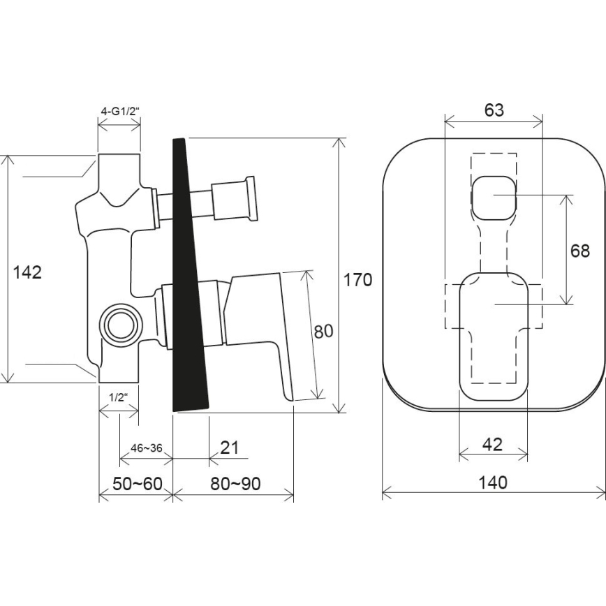 Ravak X070156 - Tuš miješalica za podžbuknu ugradnju FREE, crna