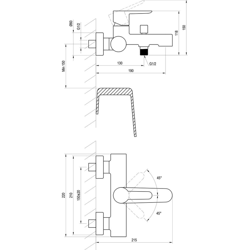 Ravak X070169 - Miješalica za kadu PURI, sjajni krom