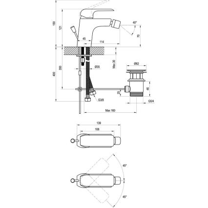 Ravak X070178 - Miješalica za bide FLAT mat crna