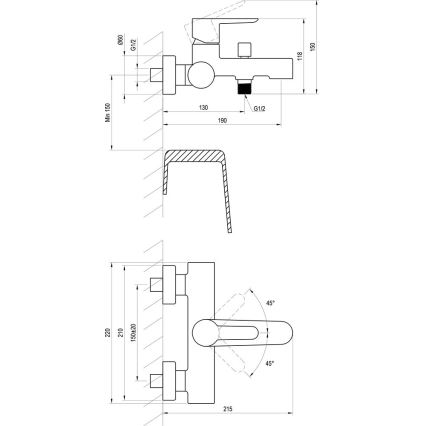 Ravak X070192 - Kupaonska baterija za kadu PURI crna