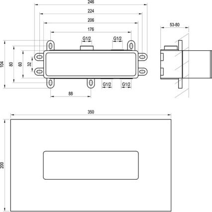 Ravak X070233 - Osnovno tijelo za podžbukne miješalice R-BOX 10,4x24,6 cm