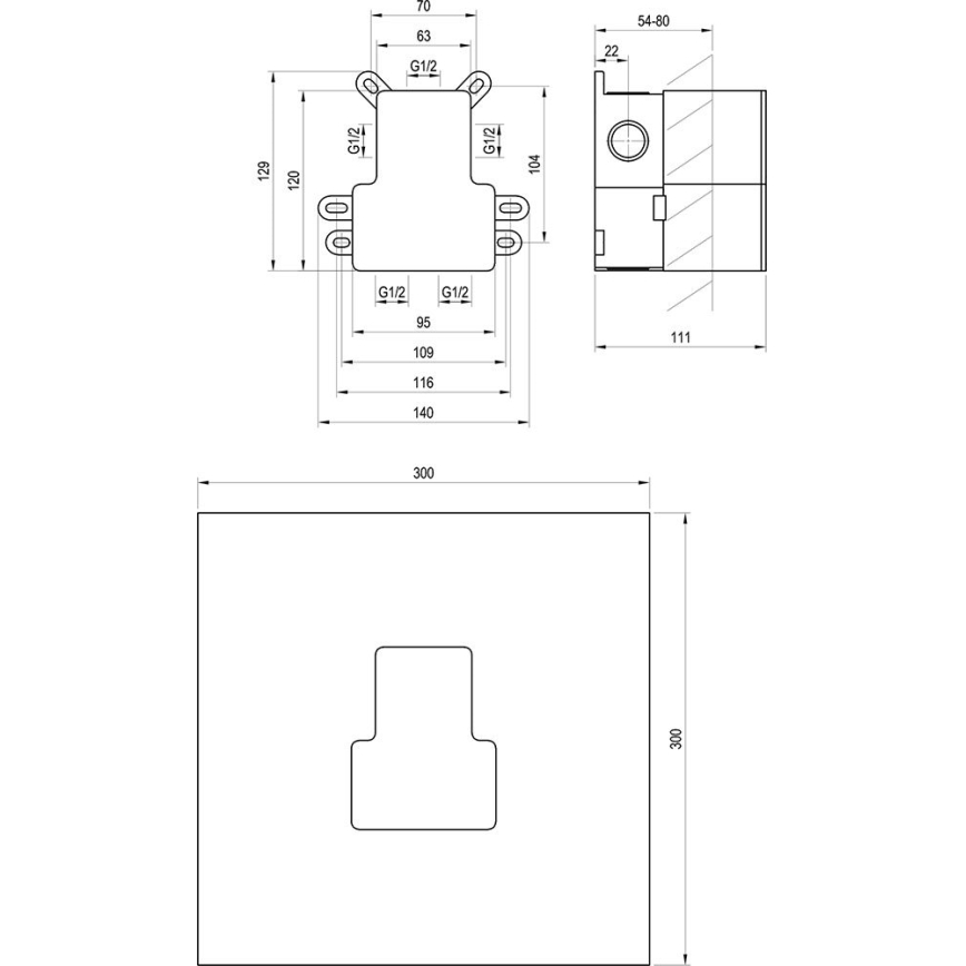 Ravak X070234 - Osnovno tijelo za podžbukne miješalice R-BOX 12,9x14 cm