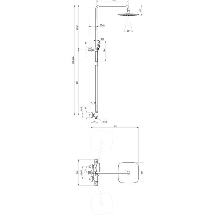 Ravak X070442 - Set za tuširanje s termostatskom baterijom FLAT, sjajni krom