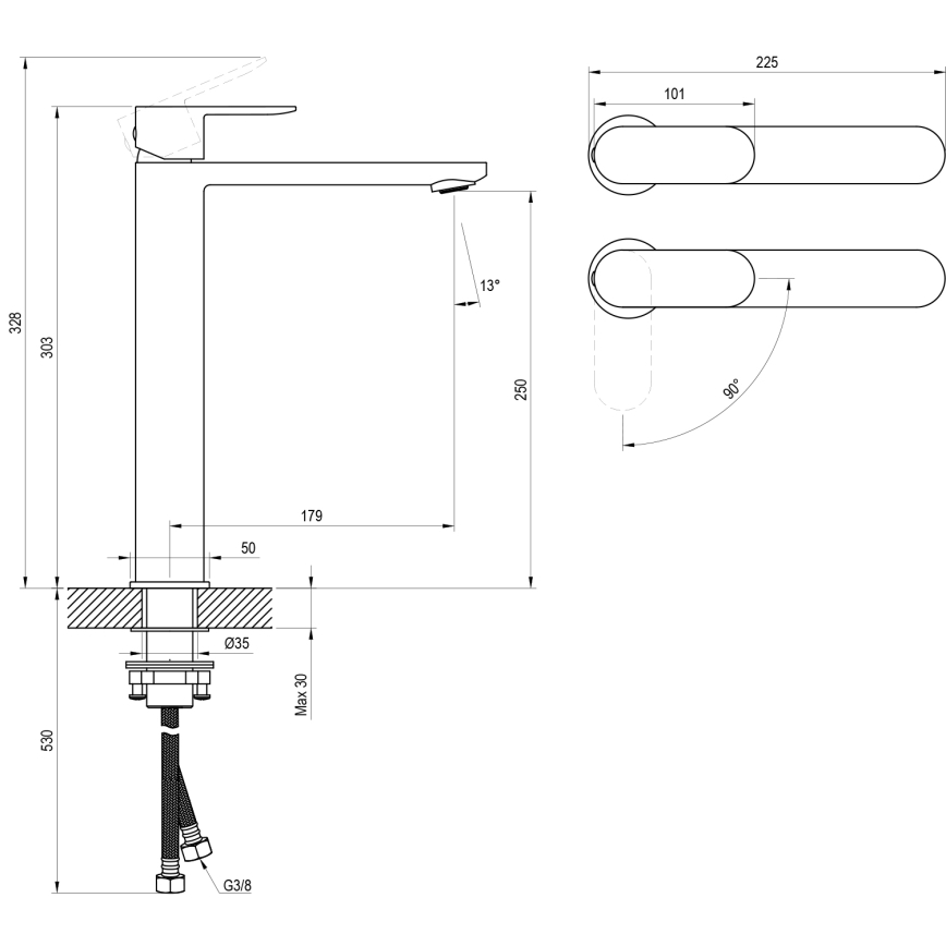 Ravak X070449 - Miješalica za umivaonik CHROME 30 cm, sjajni krom