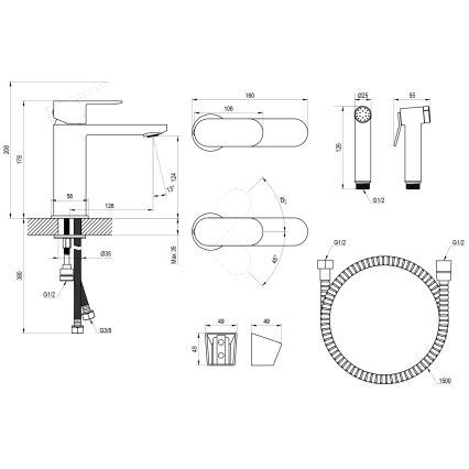 Ravak X070450 - Miješalica za umivaonik s bide tušem CHROME, sjajni krom