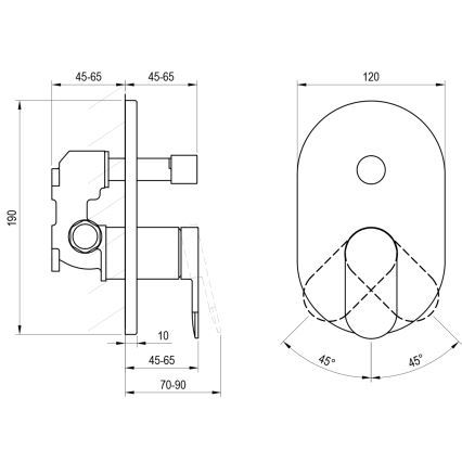 Ravak X070454 - Miješalica za tuš za podžbuknu ugradnju CHROME sjajni krom