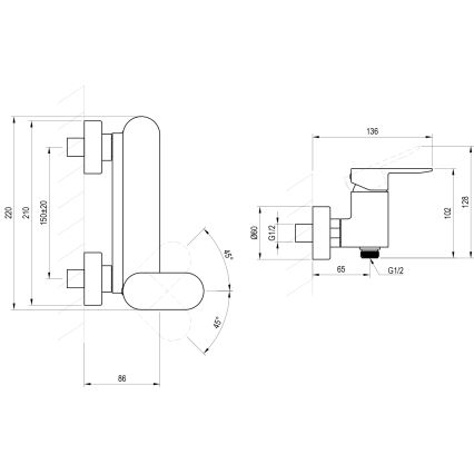Ravak X070464 - Tuš baterija CHROME crna