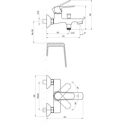 Ravak X070473 - Kupaonska miješalica za kadu LIFE, sjajni krom