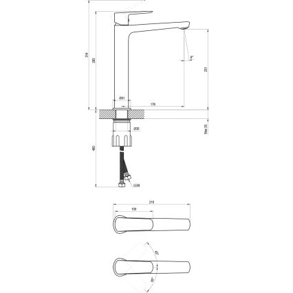 Ravak X070478 - Miješalica za umivaonik LIFE 28 cm crna