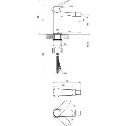 Ravak X070481 - Miješalica za bide LIFE crna