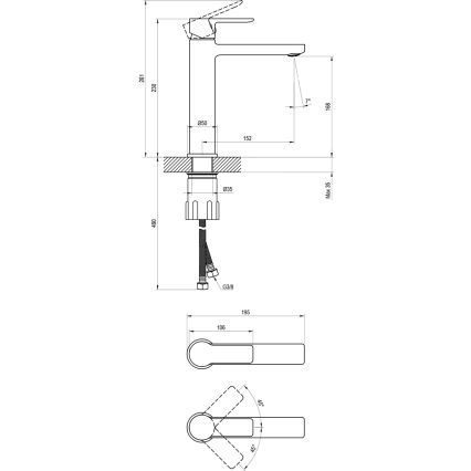 Ravak X070489 - Slavina za umivaonik SOLAR 23 cm crna