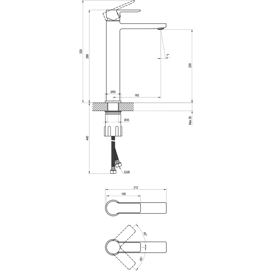 Ravak X070490 - Slavina za umivaonik SOLAR 29 cm crna
