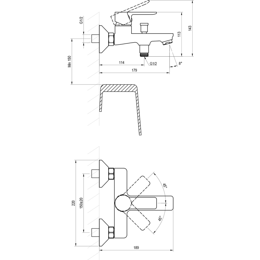 Ravak X070491 - Miješalica za kadu SOLAR crna