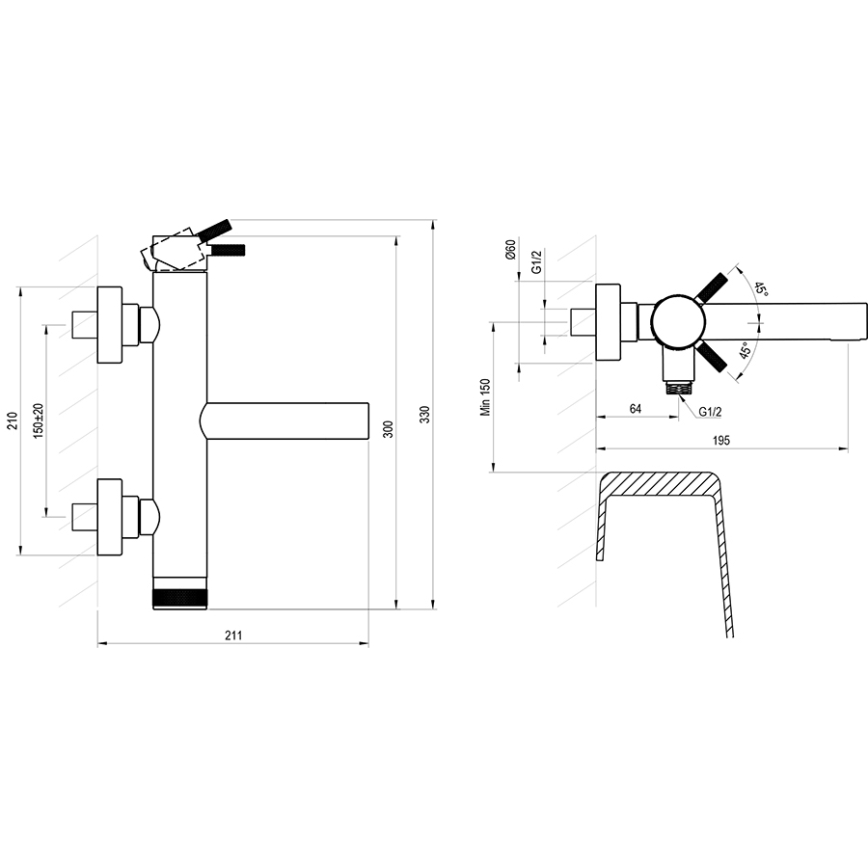 Ravak X070650 - Kupaonska miješalica za kadu NOX mat crna