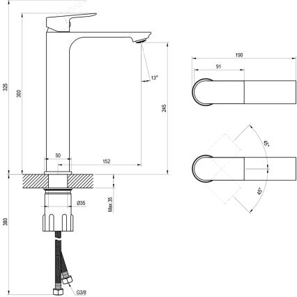 Ravak X070653 - Miješalica za umivaonik PLAN 30 cm brušeni grafit