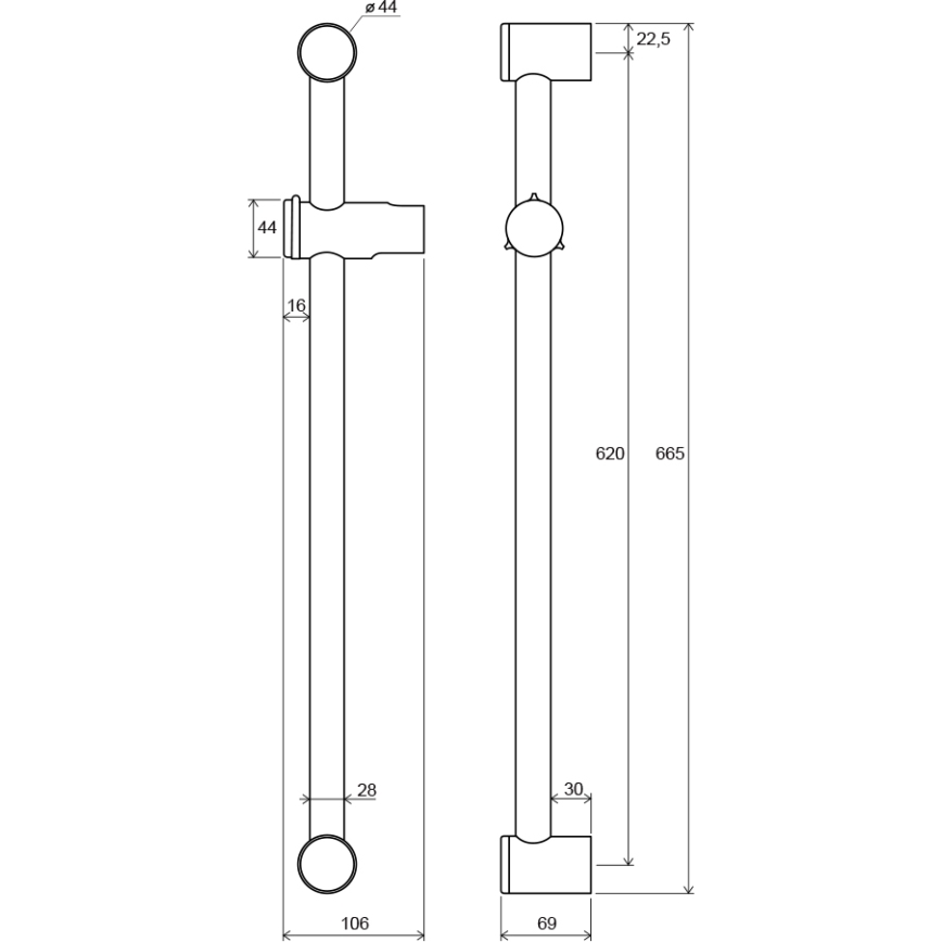 Ravak X07P012 - Šipka za tuš 66,5 cm sjajni krom