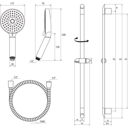 Ravak X07P177 - Tuš set sjajni krom