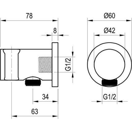 Ravak X07P572 - Držač tuša s izlazom 7,8x6 cm crna