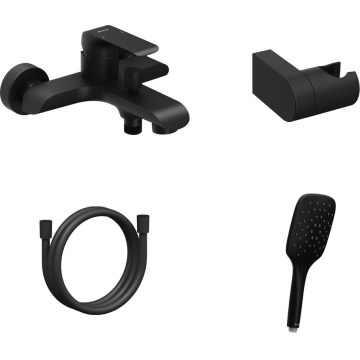 Ravak X07S114 - Set za kadu s miješalicom FLAT, mat crne boje