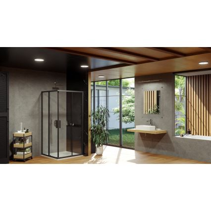 Ravak X1LM70300Z1 - Četverodijelna kutna tuš-kabina BLIX SLIM 90x90 cm crna