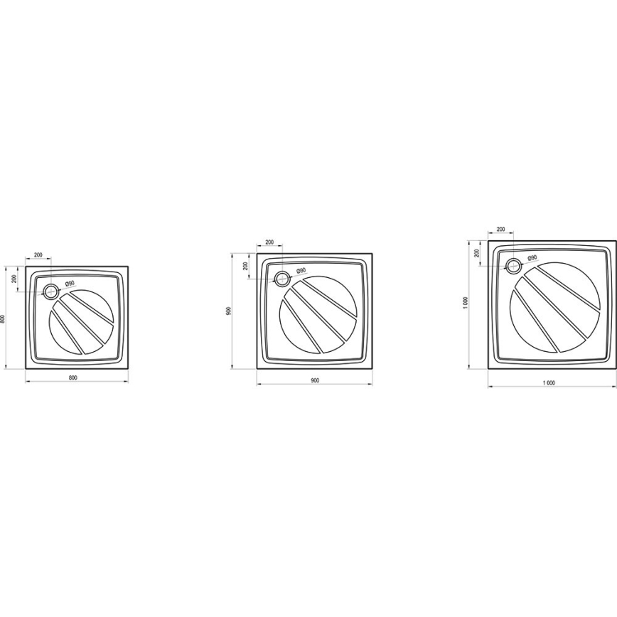 Ravak XA037701010 - Kvadratna tuš-kada PERSEUS 90x90 cm bijela
