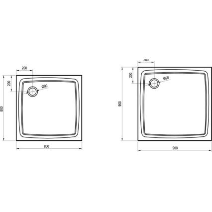 Ravak XA037711010 - Kvadratna tuš-kada PERSEUS 90x90 cm bijela