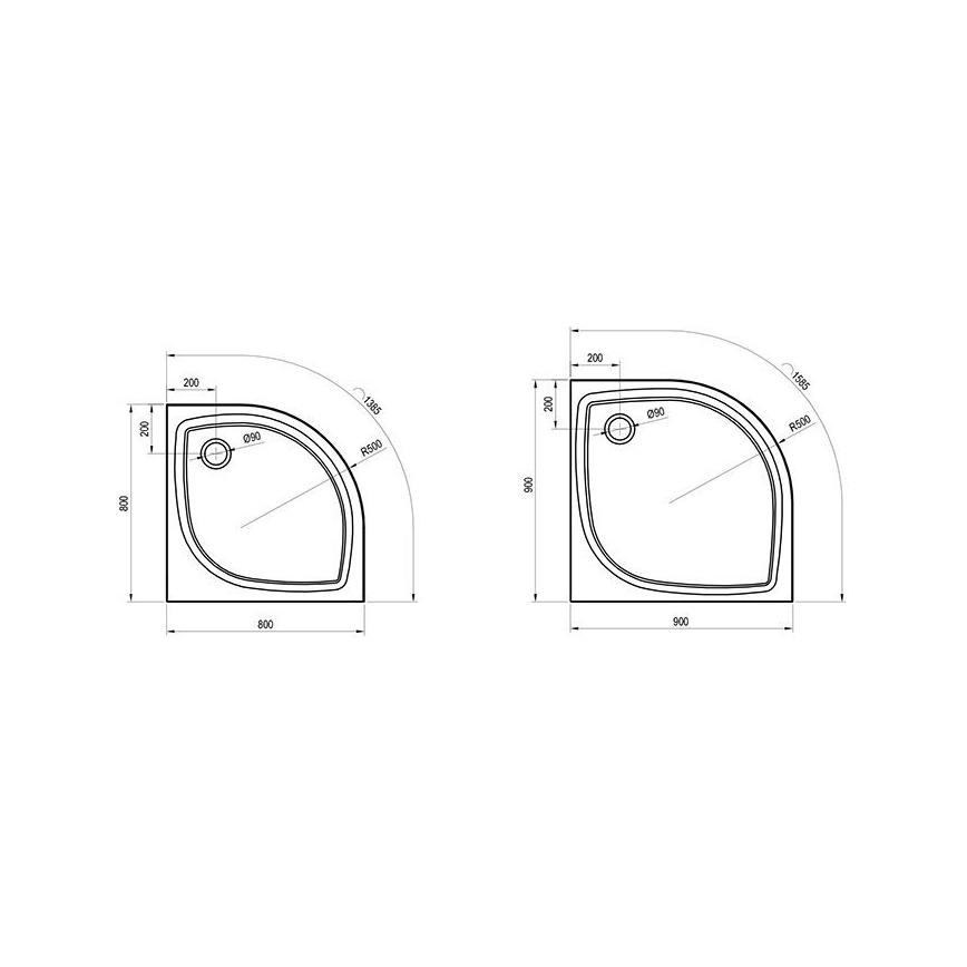 Ravak XA237711010 - Četvrtkružna tuš-kada ELIPSO 90x90 cm bijela