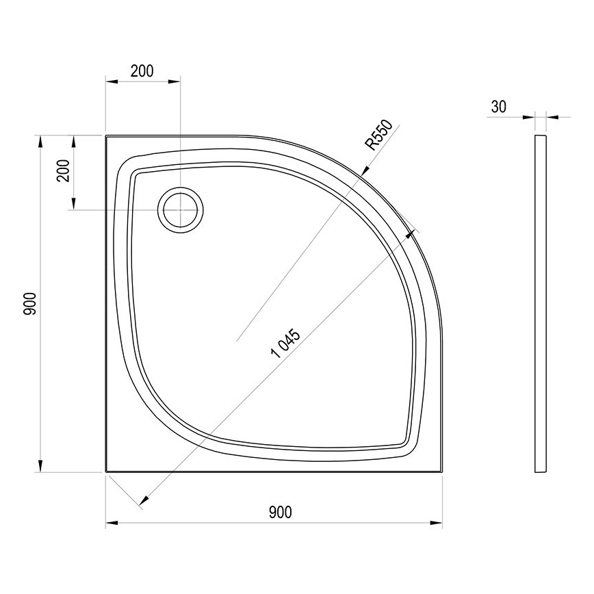 Ravak XA237711010B - Četvrtkružna tuš-kada ELIPSO 90x90 cm bijela