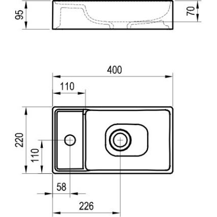 Ravak XJX01240000 - Umivaonik na ploču VEDA SLIM 40x22 cm keramika/bijela