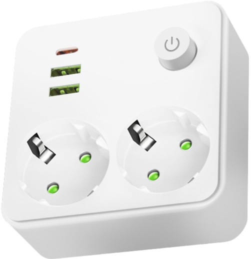 Razdjelna utičnica s prekidačem LINEA 2x230V + 3xUSB A/C SCHUKO bijela