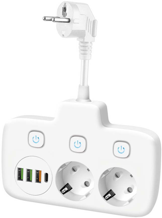 Razdjelna utičnica s prekidačem LINEA 2x230V + 4xUSB A/C SCHUKO bijela