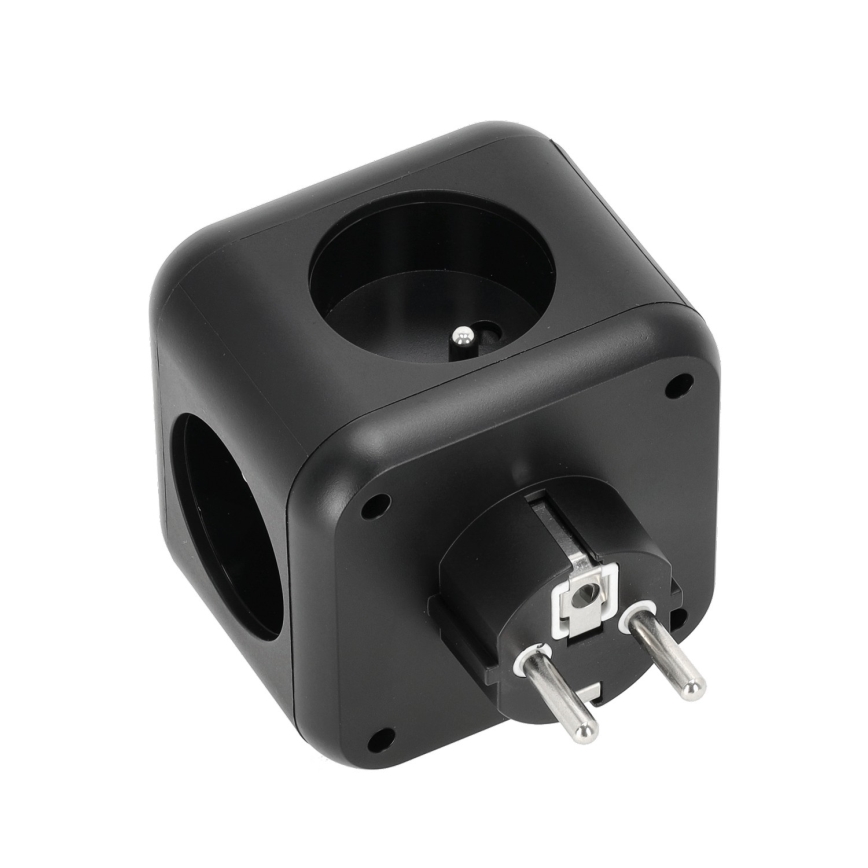 Razdjelna utičnica s prekidačem LINEA 3x230V + 4xUSB A/C crna