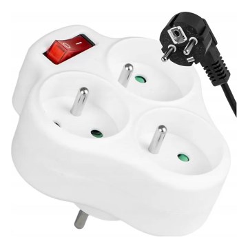 Razdjelnik s prekidačem, 3 utičnice