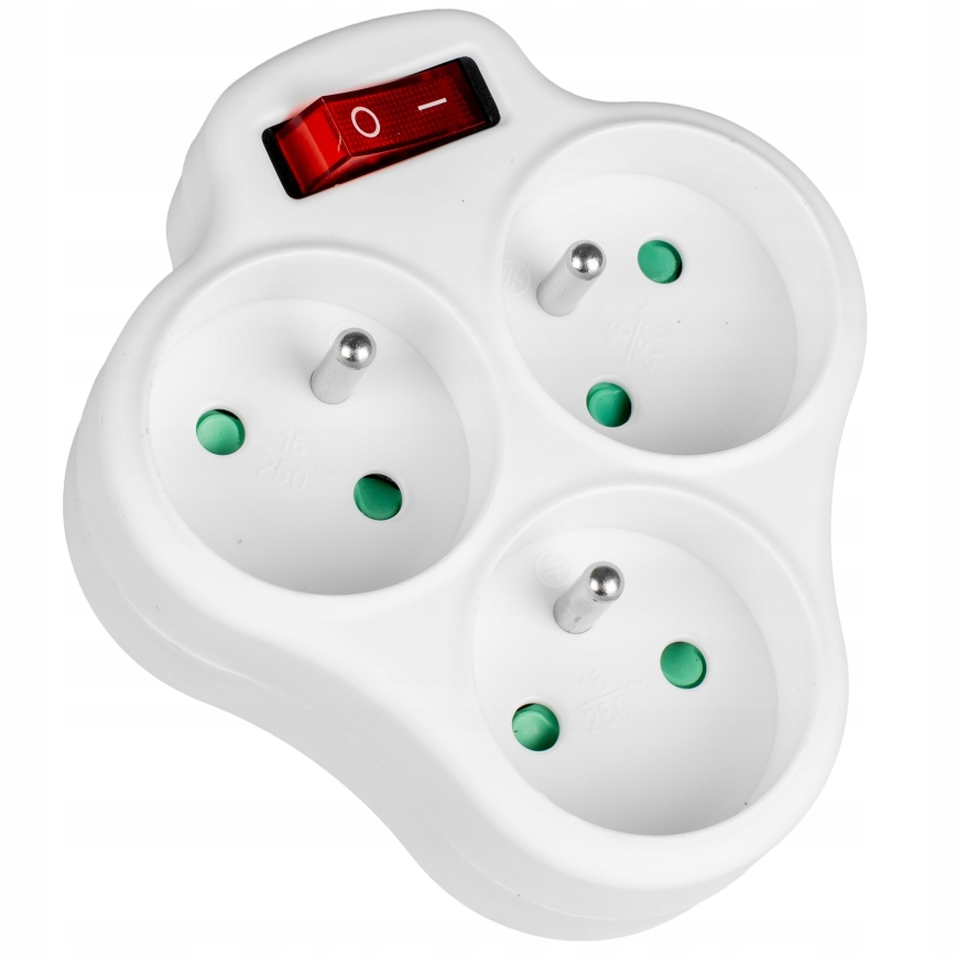 Razdjelnik s prekidačem, 3 utičnice