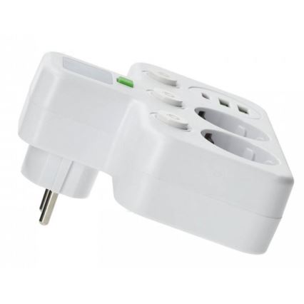 Produžni razdjelnik s prekidačem i LED osvjetljenjem LINEA PRO 2Z + 3xUSB A/C SCHUKO 4000K bijela
