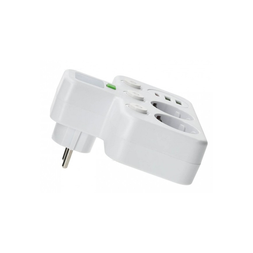 Produžni razdjelnik s prekidačem i LED osvjetljenjem LINEA PRO 2Z + 3xUSB A/C SCHUKO 4000K bijela