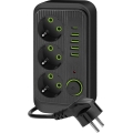 Razdjelnik s utičnicom i prekidačem LINEA 3x230V + 5xUSB A/C SCHUKO 3 m crni