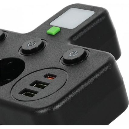 Višestruka utičnica s prekidačem i LED osvjetljenjem LINEA PRO 2Z + 3x USB A/C SCHUKO 4000K crna
