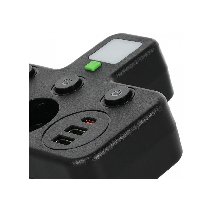 Višestruka utičnica s prekidačem i LED osvjetljenjem LINEA PRO 2Z + 3x USB A/C SCHUKO 4000K crna