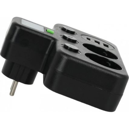 Višestruka utičnica s prekidačem i LED osvjetljenjem LINEA PRO 2Z + 3x USB A/C SCHUKO 4000K crna