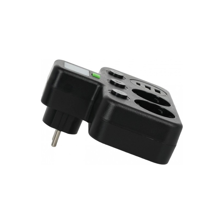 Višestruka utičnica s prekidačem i LED osvjetljenjem LINEA PRO 2Z + 3x USB A/C SCHUKO 4000K crna