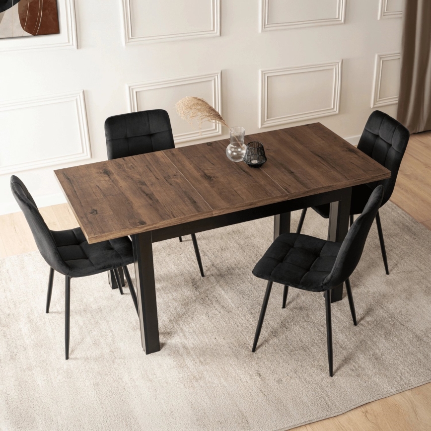 Razvlačivi blagovaonski stol DOO 120/160x75 cm makadamija/crna