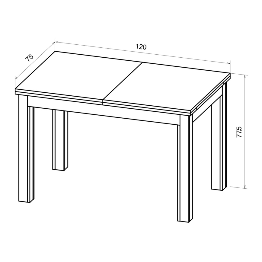 Razvlačivi blagovaonski stol DOO 120/160x75 cm makadamija/crna