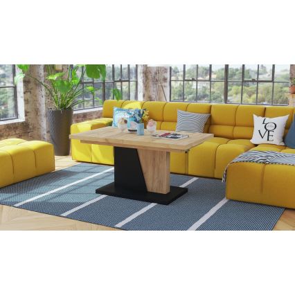 Razvlačivi konferencijski/blagovaonski stol s podiznom pločom NINO hrast craft/crna