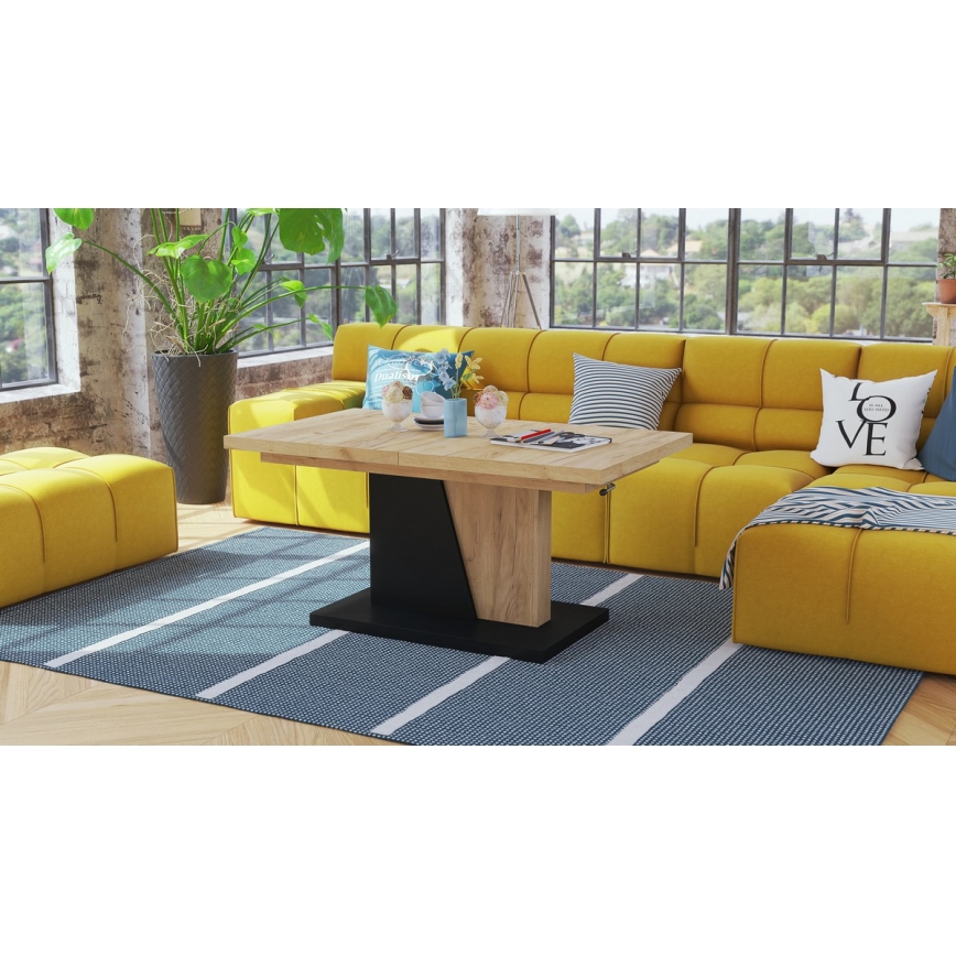 Razvlačivi konferencijski/blagovaonski stol s podiznom pločom NINO hrast craft/crna