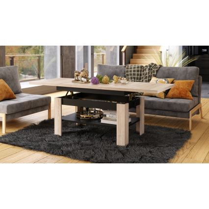 Razvlačivi konferencijski stol s podiznom pločom ROY 130/170x65 cm hrast sonoma/crna