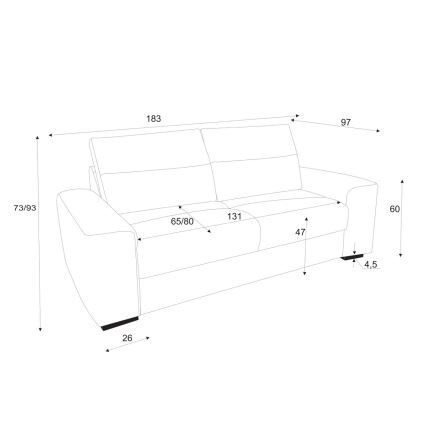 Razvlačna dvosjedna sofa COMO siva