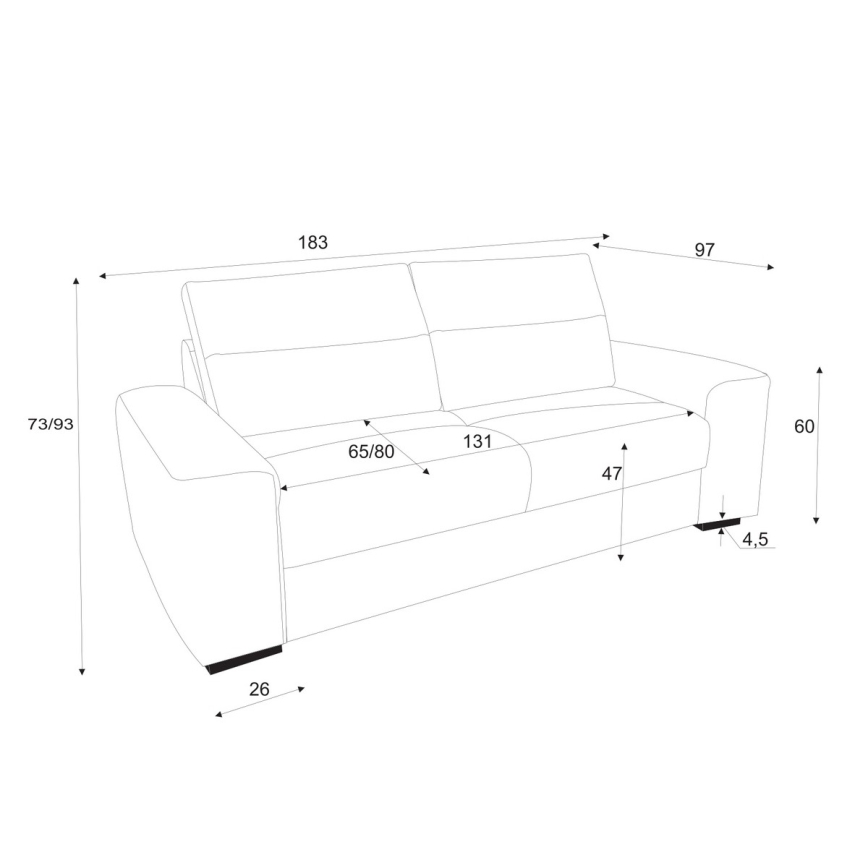 Razvlačna dvosjedna sofa COMO siva