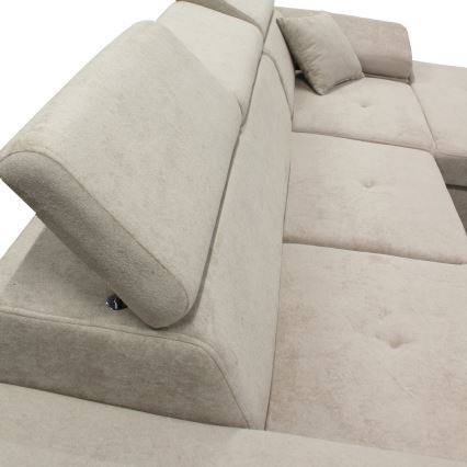 Razvlačna kutna garnitura CASTELO u obliku slova L, desna, s spremištem, siva