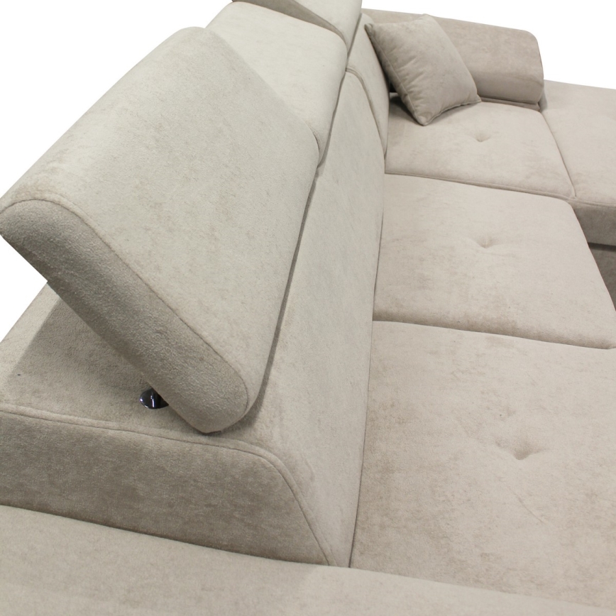 Razvlačna kutna garnitura CASTELO u obliku slova L, desna, s spremištem, siva